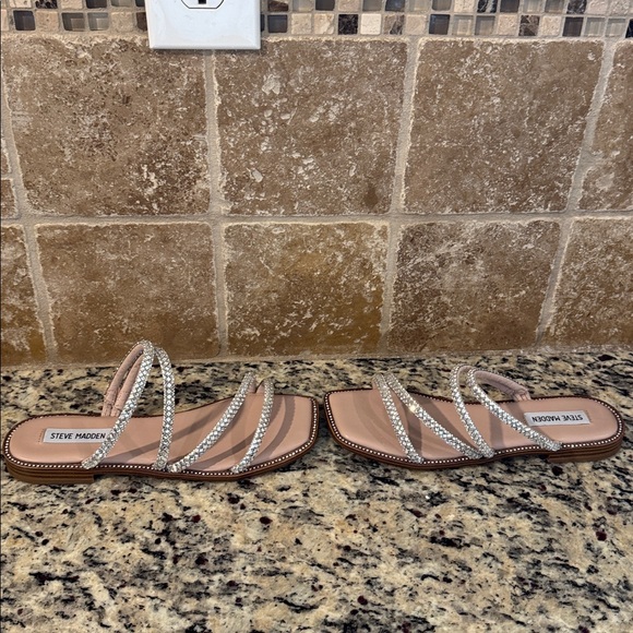 Steve Madden Silver Rhinestone Sandals - Picture 3 of 3